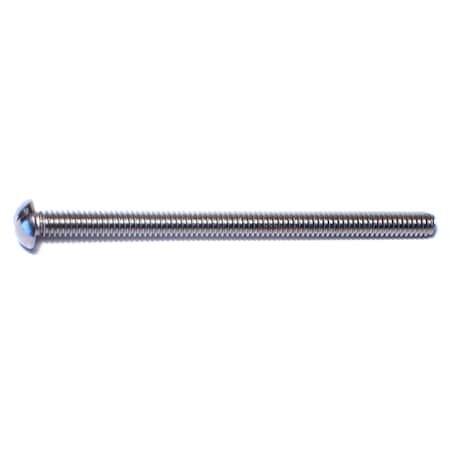 1/4"-20 x 4 in Slotted Round Machine Screw, Plain 18-8 Stainless Steel, 25 PK